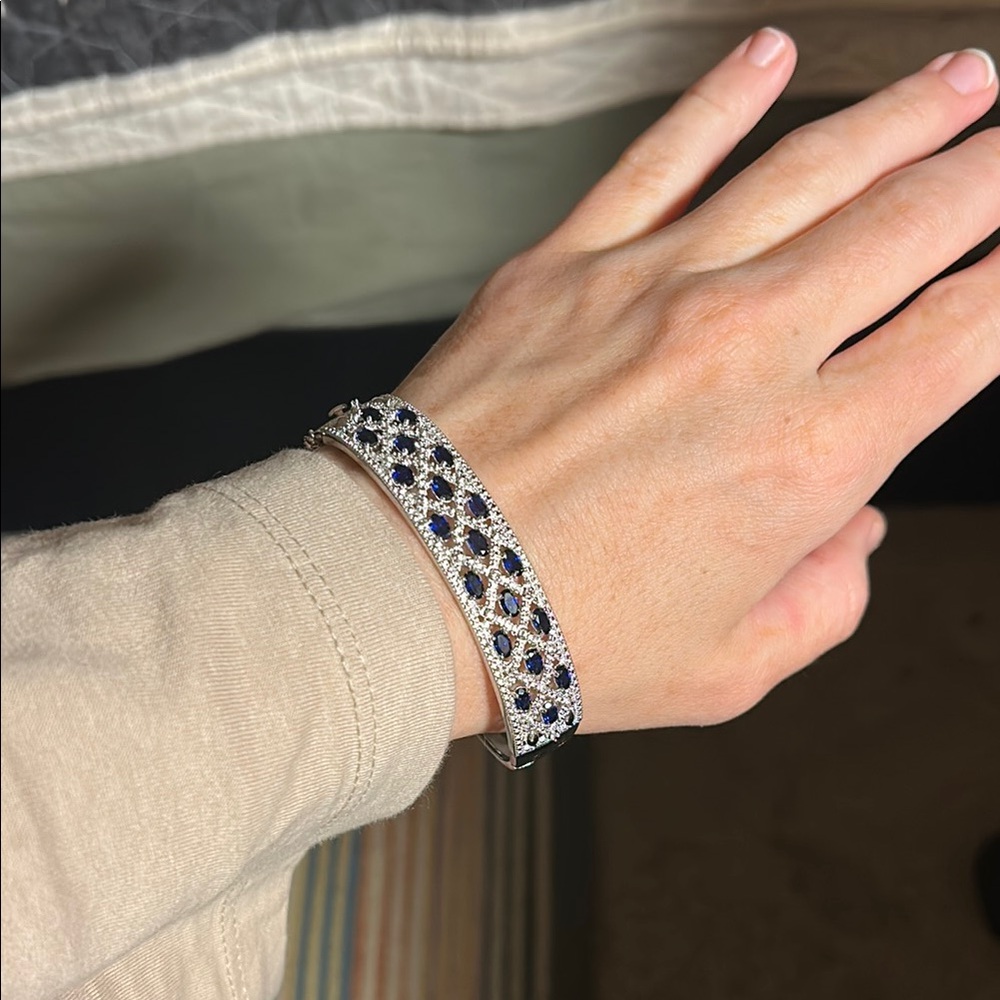 Elegant 925 Silver and Blue Gemstone Bracelet